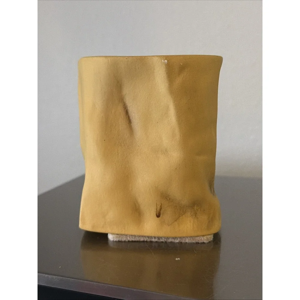 Vtg Southwest Adobe House Paper Bag Ceramic Luminary Candle Holder 4.5